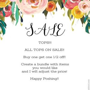 ALL TOPS BUY ONE GET ONE 1/2 OFF